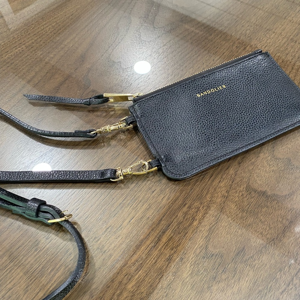 Vintage Bandolier black leather crossbody purse
